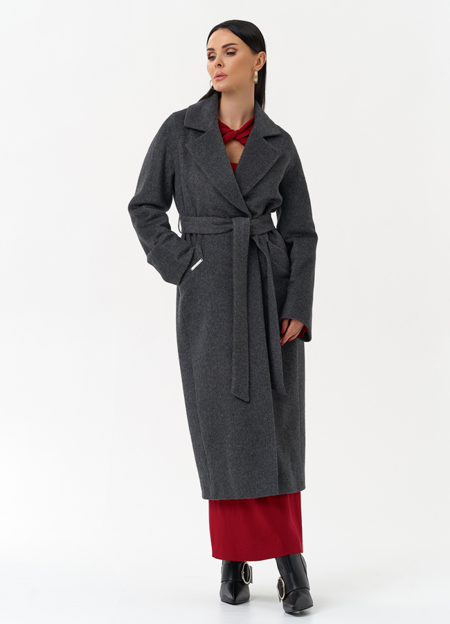 Длинное женское пальто с английским воротником модель № 29896 в рассрочку