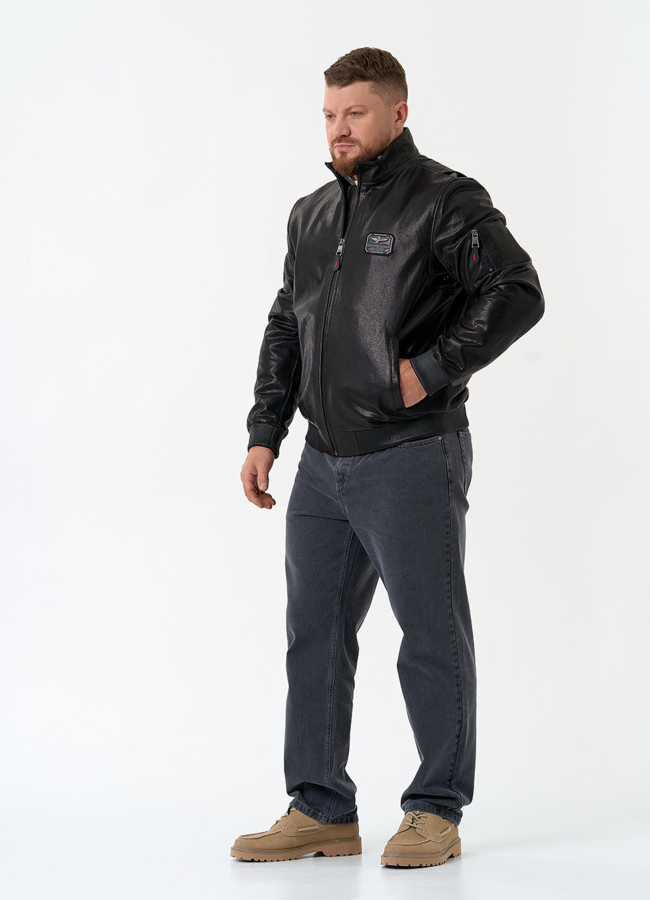 фото Мужская куртка бомбер из натуральной кожи модель № 32865