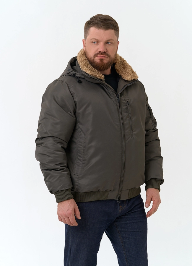 Мужская куртка бомбер с капюшоном модель № 34063 универмаг малина фото