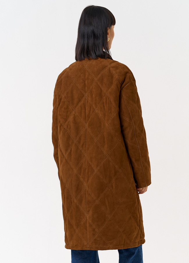 Женский пуховик из натуральной замши  модель № 31567 в кредит