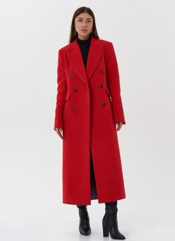 Двубортное пальто с английским воротником