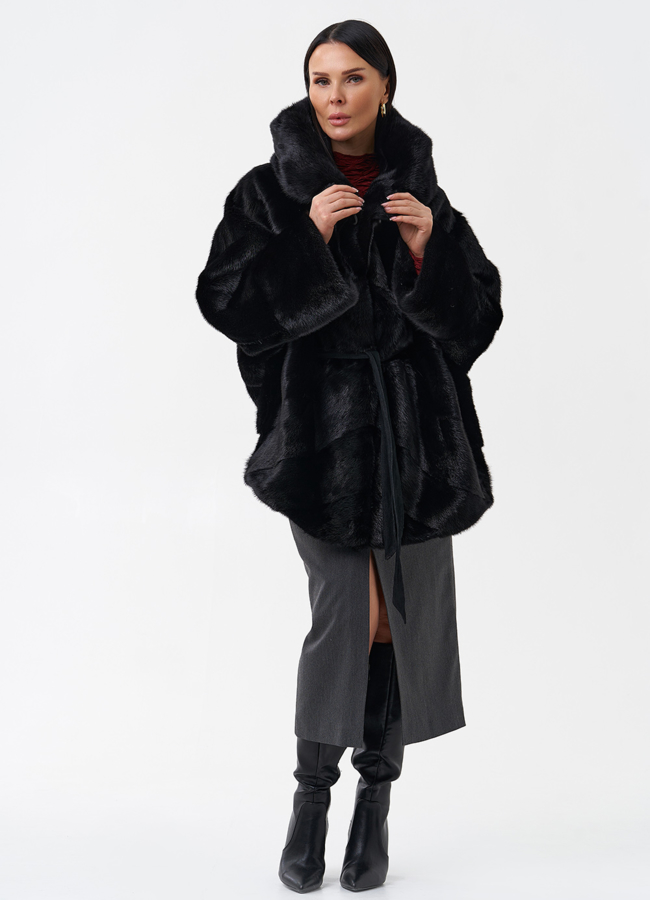 фото Шуба с капюшоном и норки модель № 28798