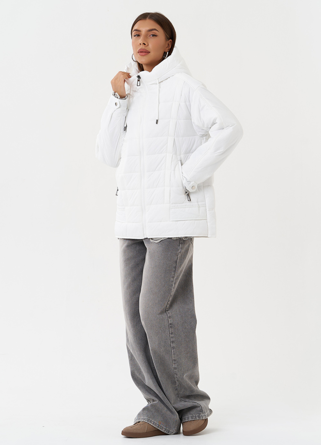 Светлая куртка с капюшоном модель № 28281 в кредит