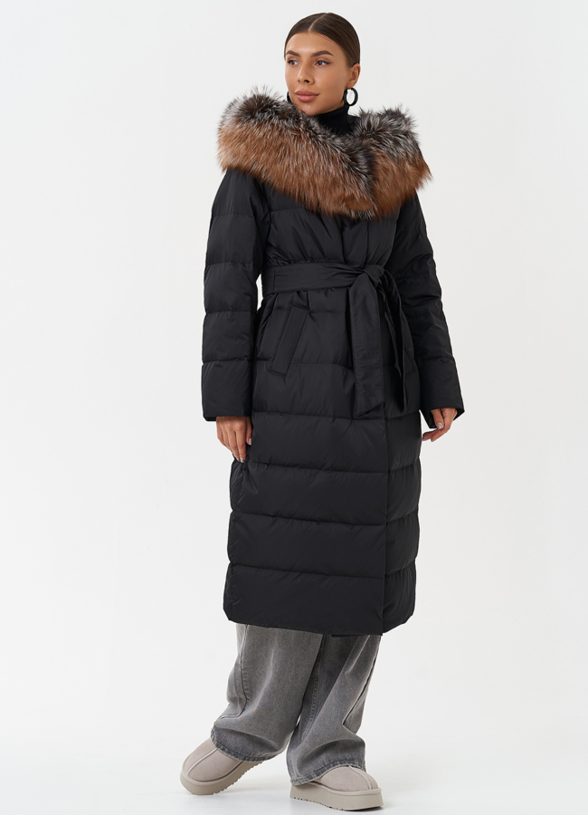 Пуховик с капюшоном из меха чернобурки модель № 28859 в рассрочку