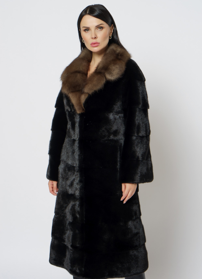 Шуба из норки с английским воротником модель № 23095 универмаг малина