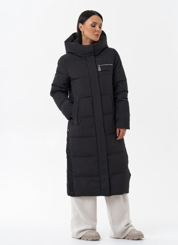 Длинный пуховик с капюшоном