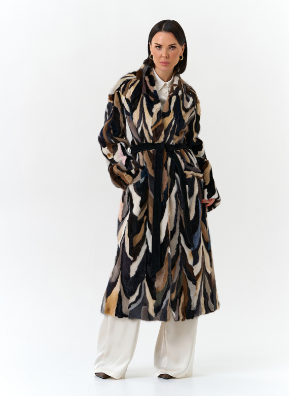 Шуба из норки в стиле пэчворк