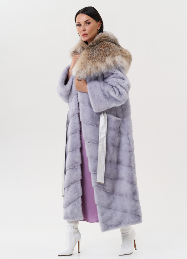 Женская норковая шуба с капюшоном из меха рыси модель № 27570 универмаг малина