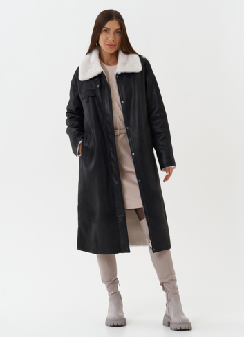 Удлиненное пальто из эко замши