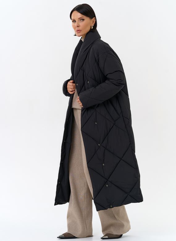 Женский пуховик с воротником шаль