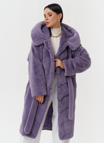 Женская шуба из эко меха с капюшоном