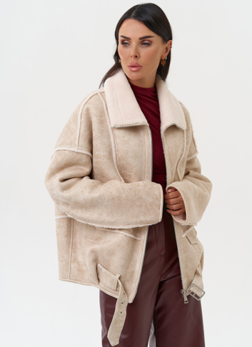 Женская дубленка из эко замши