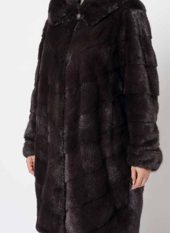 Норковая шуба с капюшоном