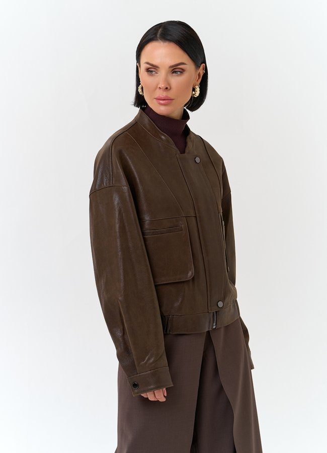 Женская куртка бомбер из натуральной кожи модель № 32749 универмаг малина