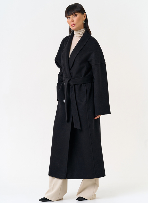 Женское пальто с воротником шаль