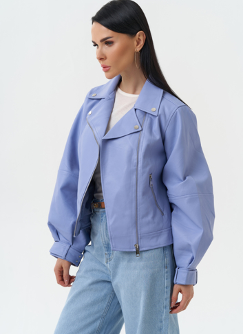 Куртка косуха из эко кожи голубого цвета