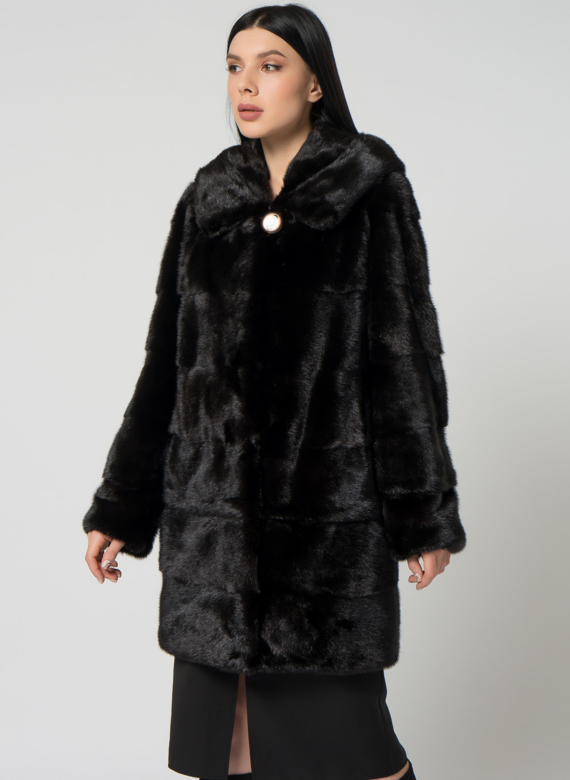 Норковая шуба с капюшоном