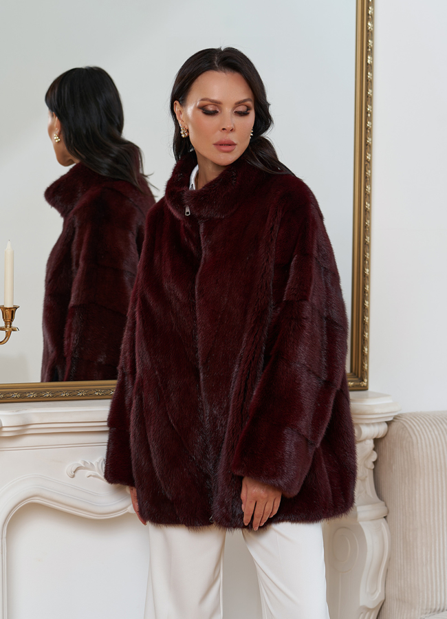 фото Куртка из меха норки с воротником стойкой модель № 30687