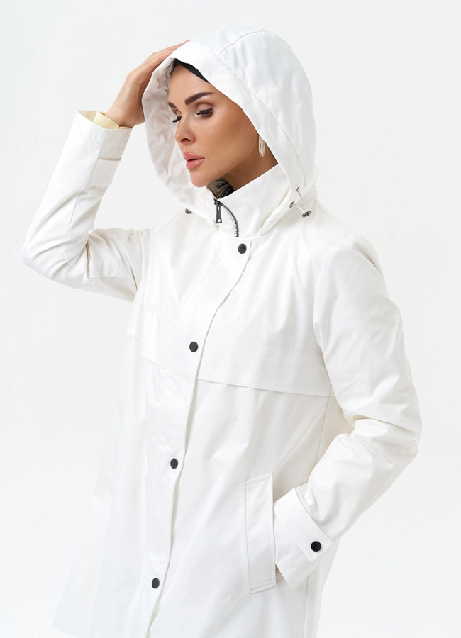 фото Плащ женский белого цвета модель № 30085