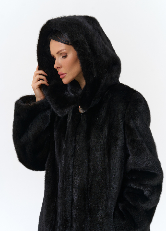 Шуба из норки в цвете махагон модель № 26691 универмаг малина