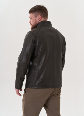Мужская куртка из натуральной кожи в цвете хаки