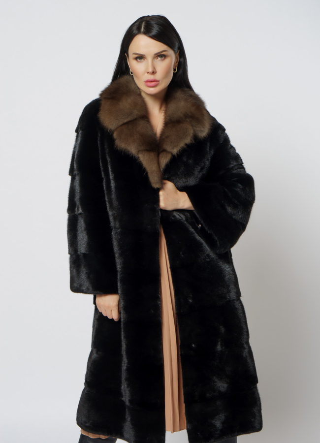 Шуба из норки с английским воротником модель № 23095 универмаг малина