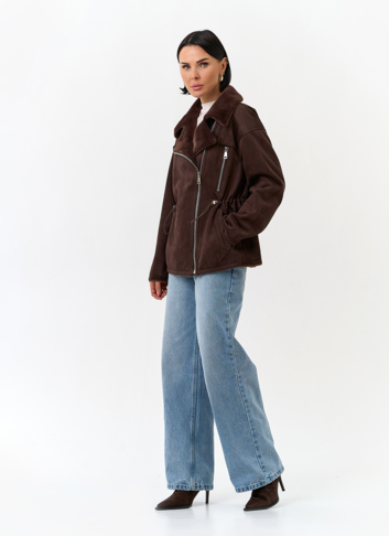 Женская дубленка из эко замши