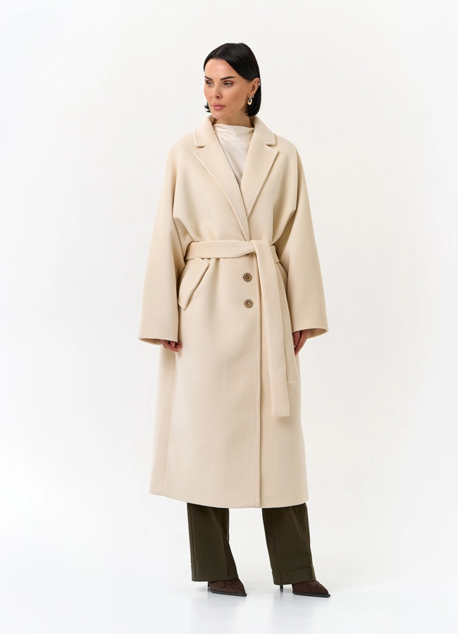 Женское свободное пальто с поясом модель № 32816 универмаг малина