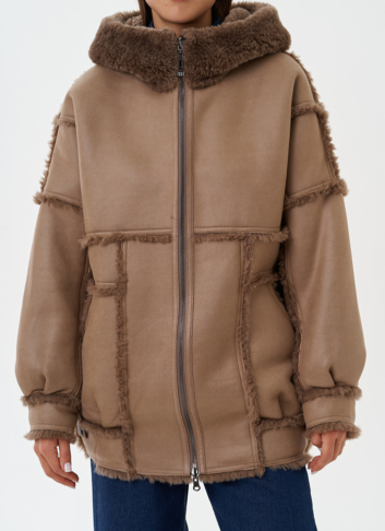 Двухсторонняя дубленка из эко кожи