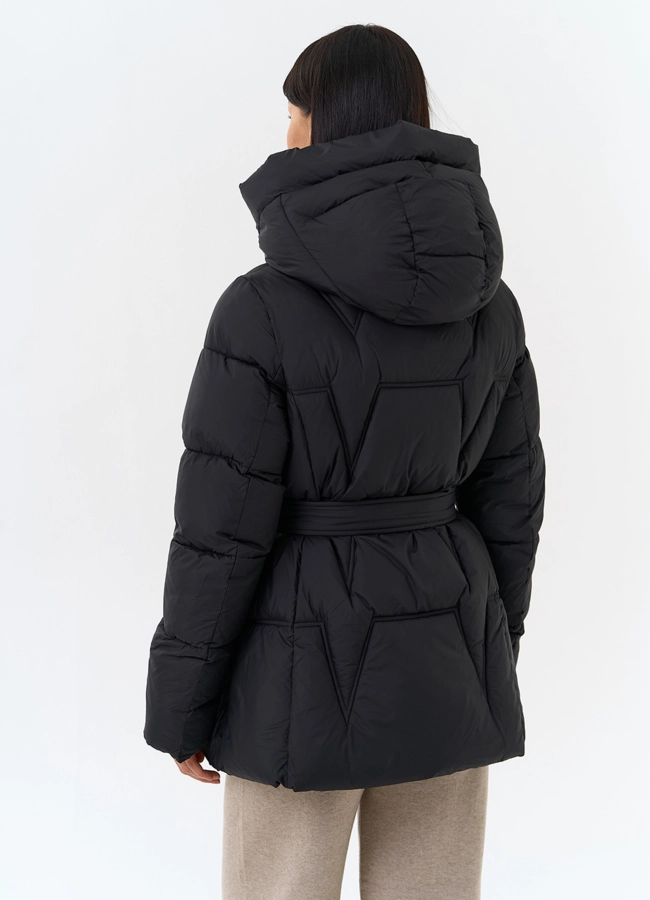 фото Женский пуховик с поясом модель № 31999