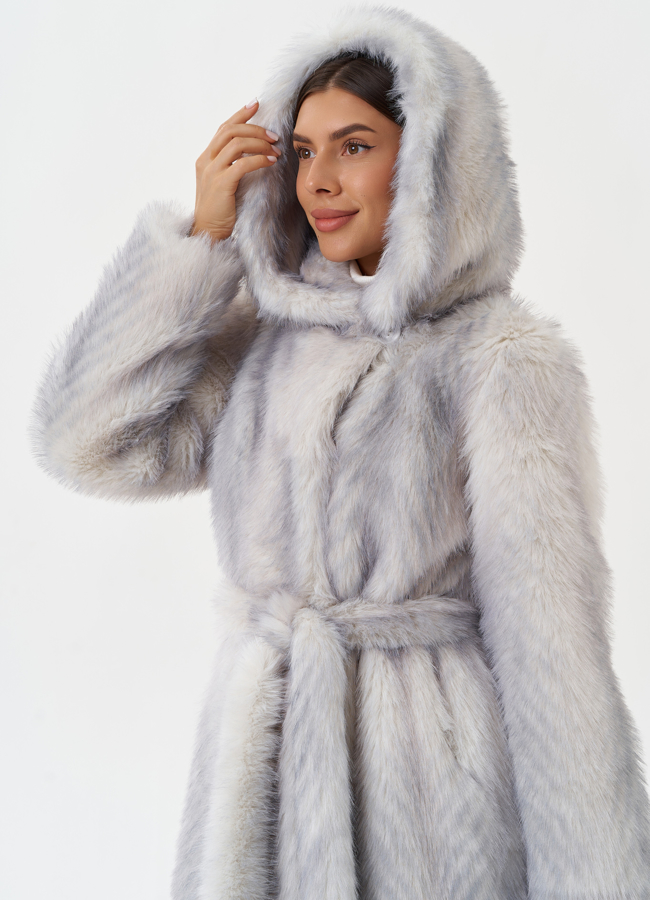 Длинная эко шуба с градиентом модель № 28645 универмаг малина