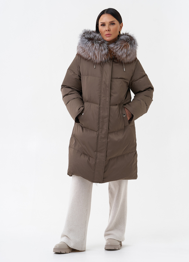 Пуховик с отделкой из меха блюфрост модель № 29358 в рассрочку