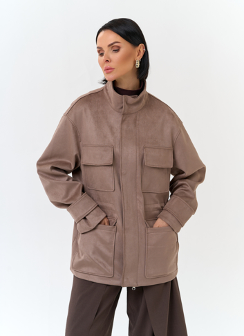 Женская куртка парка из эко замши 