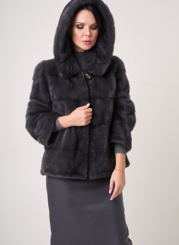 Норковая шуба трансформер с капюшоном