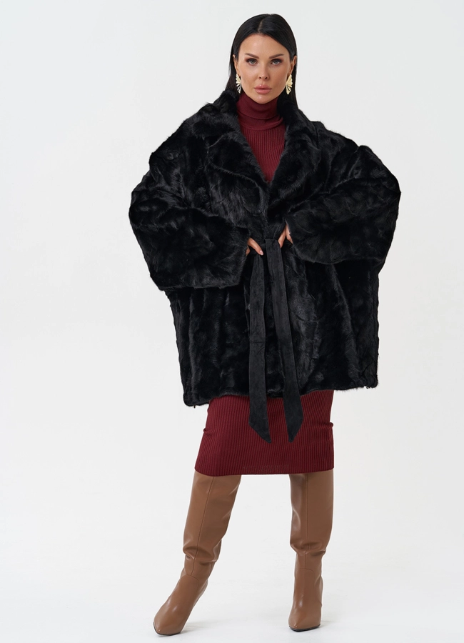 фото Шуба из меха норки с английским воротником модель № 28587