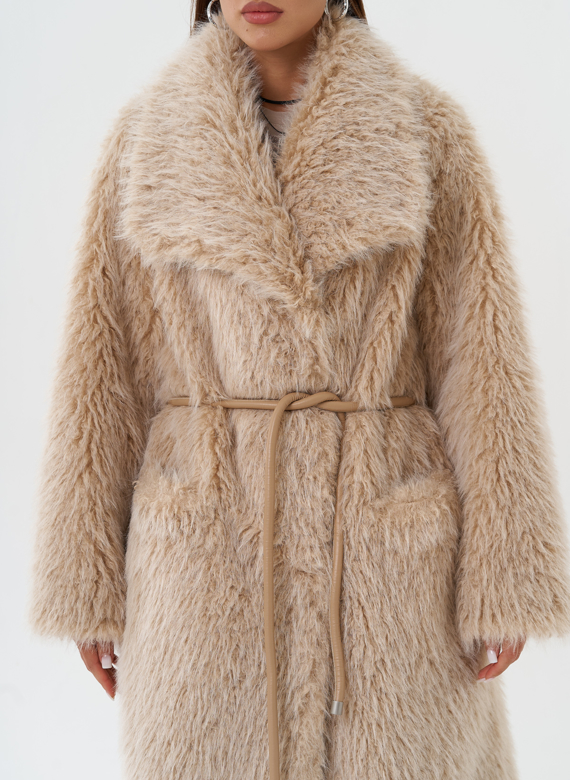 Длинная эко шуба под овчину