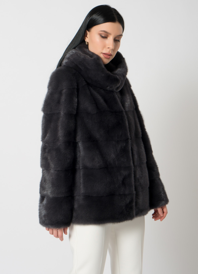 Куртка из меха норки с капюшоном модель № 25398 универмаг малина