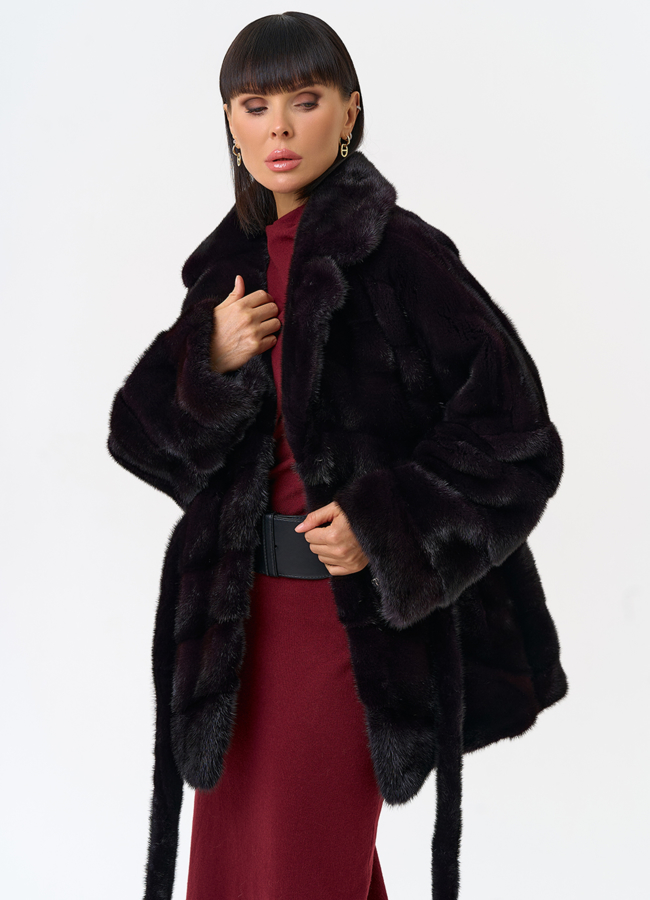 Шуба из меха норки с английским воротником модель № 31641 универмаг малина